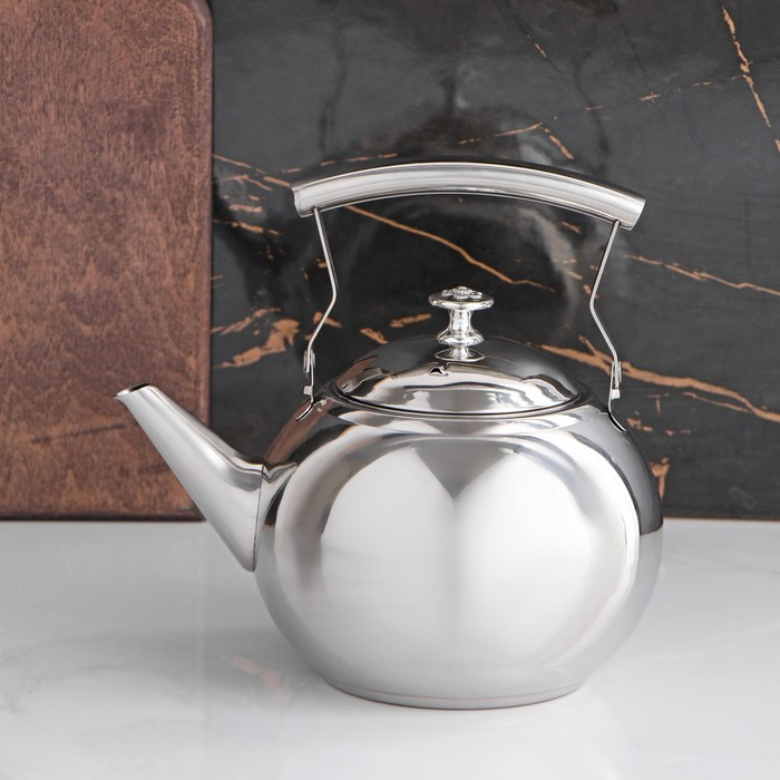 Чайник из нержавеющей стали «Жуан», 1,15 л, металлическое сито, цвет хромированный - фото 1 - id-p199590342