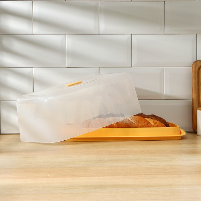 Хлебница с прозрачной крышкой, 36×22×13,5 см, цвет МИКС - фото 2 - id-p199593297