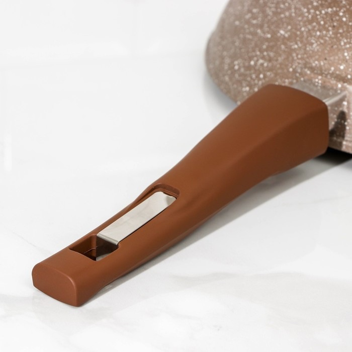 Сковорода «Гранит Brown», d=28 см, съёмная ручка, стеклянная крышка, антипригарное покрытие, цвет коричневый - фото 6 - id-p199589373