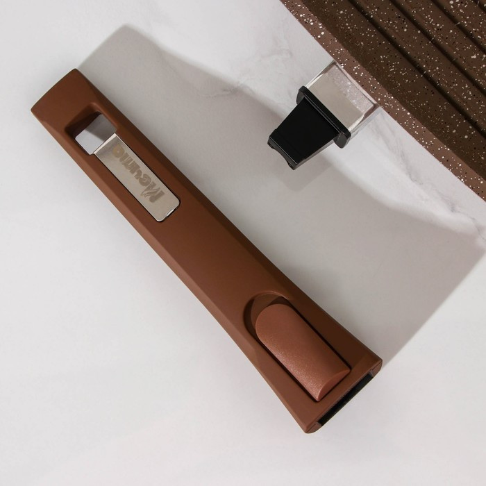 Сковорода-гриль «Гранит», 26×26 см, съёмная ручка, стеклянная крышка, антипригарное покрытие, цвет коричневый - фото 5 - id-p199589384