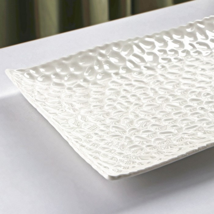 Блюдо керамическое сервировочное «Воздушность», 35,5×19,5 см, цвет белый - фото 2 - id-p199592435