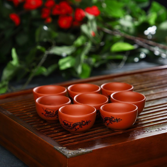 Набор для чайной церемонии керамический «Дракон», 10 предметов: 8 пиал 35 мл, чайник 200 мл, чахай 150 мл, - фото 5 - id-p199589528