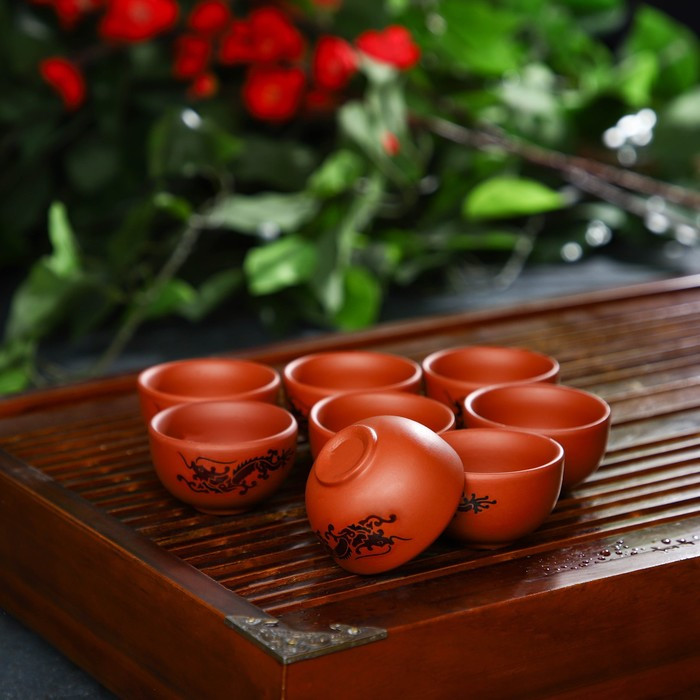 Набор для чайной церемонии керамический «Дракон», 10 предметов: 8 пиал 35 мл, чайник 200 мл, чахай 150 мл, - фото 6 - id-p199589528