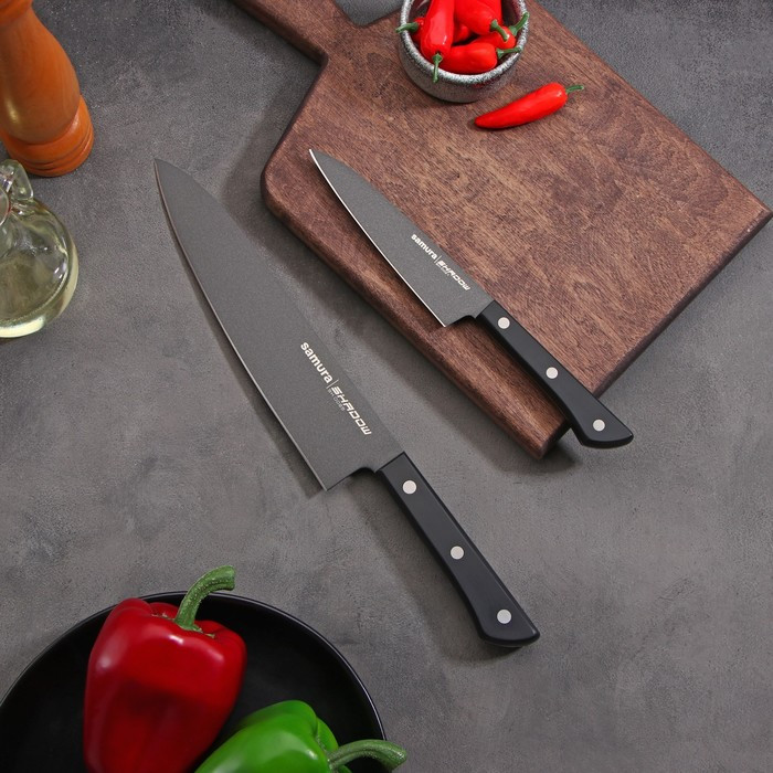 Набор ножей Samura SHADOW, 2 шт, лезвие: 12 см, 20,8 см - фото 1 - id-p199596415