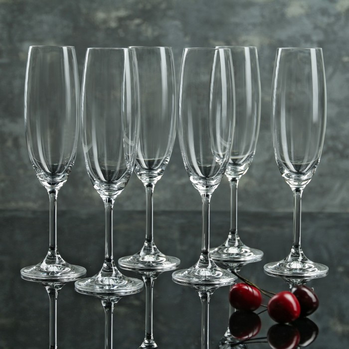 Набор бокалов для шампанского «Лара», 220 мл, 6 шт - фото 1 - id-p199589804