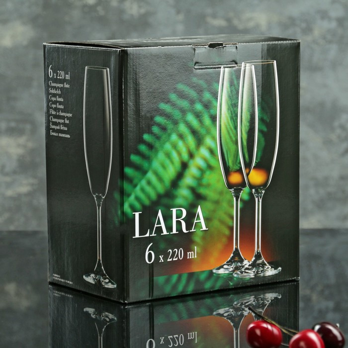 Набор бокалов для шампанского «Лара», 220 мл, 6 шт - фото 3 - id-p199589804