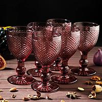 Набор бокалов стеклянных Magistro «Вилеро», 6 шт, 280 мл, 8×16 см, цвет розовый