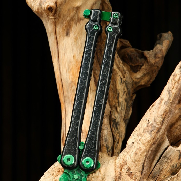 Нож-бабочка "Богомол" зеленый, сталь - 440, рукоять - сталь, 20 см - фото 5 - id-p199594752