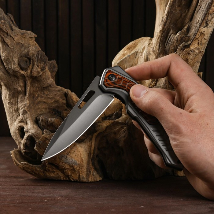 Нож складной "Хищник" полуавтоматический, накладка из дерева, 22см, клинок 9,3см - фото 8 - id-p199594756