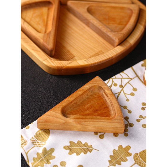 Подарочный набор посуды Adelica «Сырная мозайка», доска разделочная 35×22 см, менажницы 4 шт, 12,5×9 см, - фото 3 - id-p199591807
