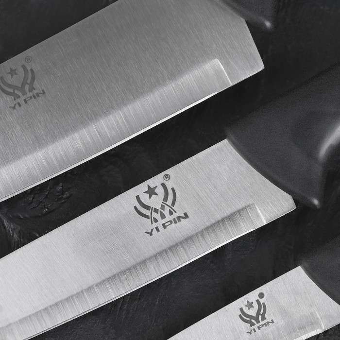 Набор кухонных ножей «Энеолит», 3 предмета: лезвие 8,5 см, 15 см, 17 см, цвет чёрный - фото 2 - id-p199596717