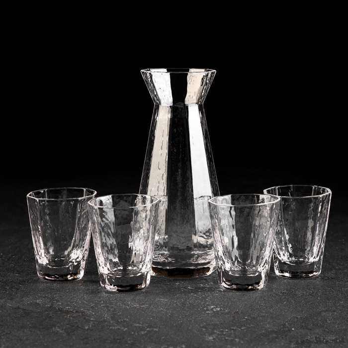 Набор питьевой из стекла «Иней», 5 предметов: графин 300 мл, стакан 70 мл, 4 шт - фото 1 - id-p199592941