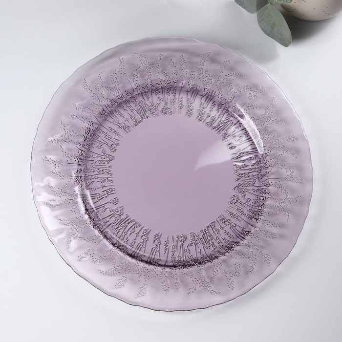 Тарелка стеклянная обеденная Magistro «Французская лаванда», d=27 см, цвет фиолетовый - фото 1 - id-p199592994