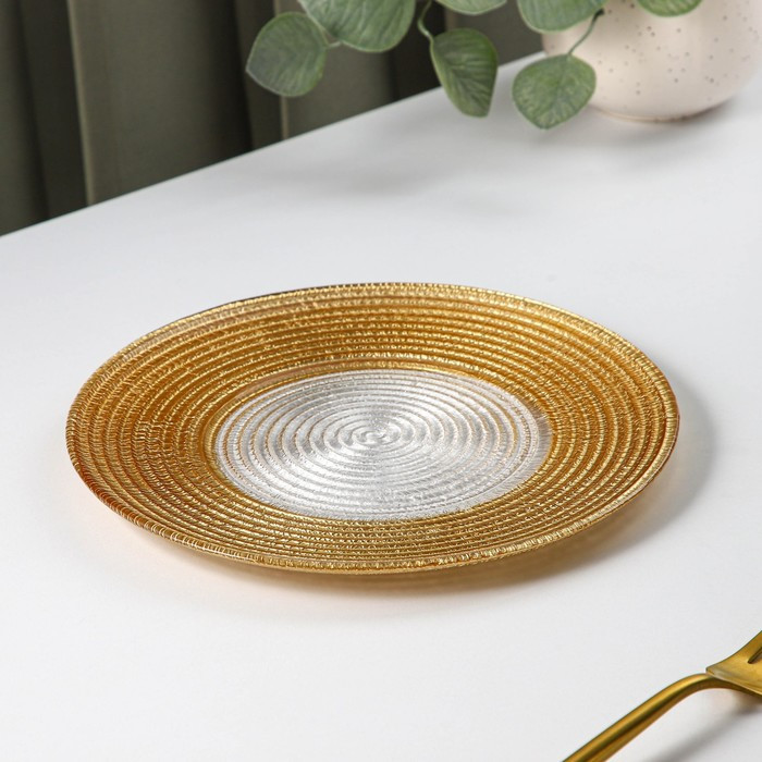 Тарелка стеклянная десертная «Севилья», d=21 см, цвет золотой - фото 2 - id-p199592998