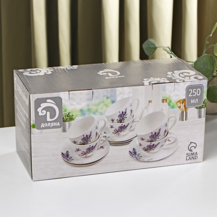 Сервиз фарфоровый чайный Доляна «Зайка», 12 предметов: 6 чашек 250 мл, 6 блюдец d=15 см, цвет белый - фото 4 - id-p199590974