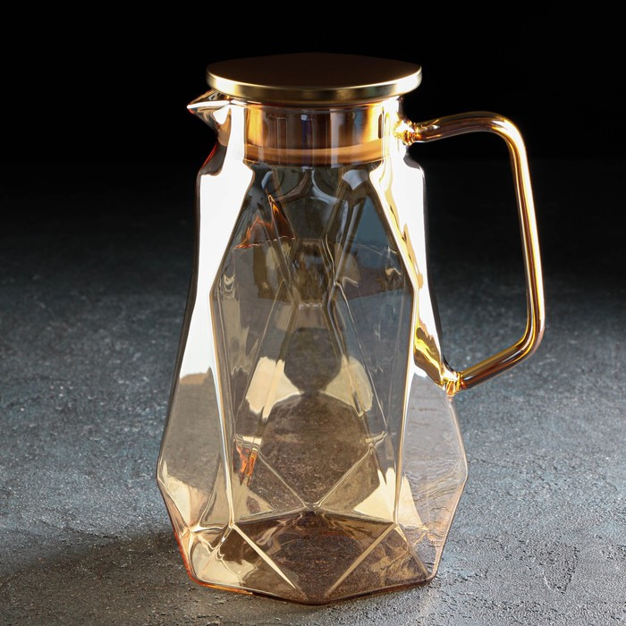 Набор питьевой из стекла Magistro «Голден. Льдинка», 5 предметов: кувшин 1,5 л, 4 кружки 350 мл, цвет золотой - фото 3 - id-p199596818