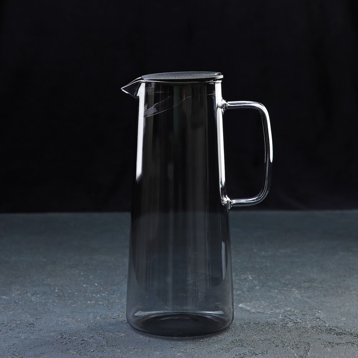Набор питьевой из стекла Magistro «Дарк», 5 предметов: кувшин 1,35 л, 4 стакана 320 мл, цвет тёмно-серый - фото 2 - id-p199596820