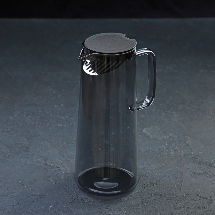 Набор питьевой из стекла Magistro «Дарк», 5 предметов: кувшин 1,35 л, 4 стакана 320 мл, цвет тёмно-серый - фото 3 - id-p199596820