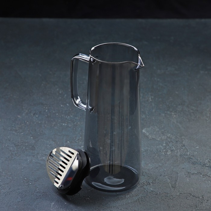 Набор питьевой из стекла Magistro «Дарк», 5 предметов: кувшин 1,35 л, 4 стакана 320 мл, цвет тёмно-серый - фото 4 - id-p199596820