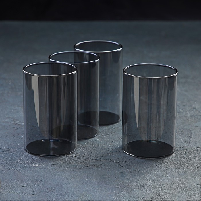 Набор питьевой из стекла Magistro «Дарк», 5 предметов: кувшин 1,35 л, 4 стакана 320 мл, цвет тёмно-серый - фото 6 - id-p199596820