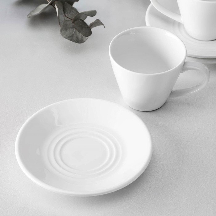 Набор фарфоровый чайный на 6 персон Wilmax, 12 предметов: 6 чашек 180 мл, 6 блюдец d=14 см, цвет белый - фото 2 - id-p199590981