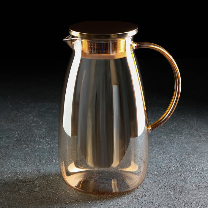 Набор питьевой из стекла Magistro «Голден», 5 предметов: кувшин 1,8 л, 4 кружки 300 мл, цвет золотой - фото 3 - id-p199596821