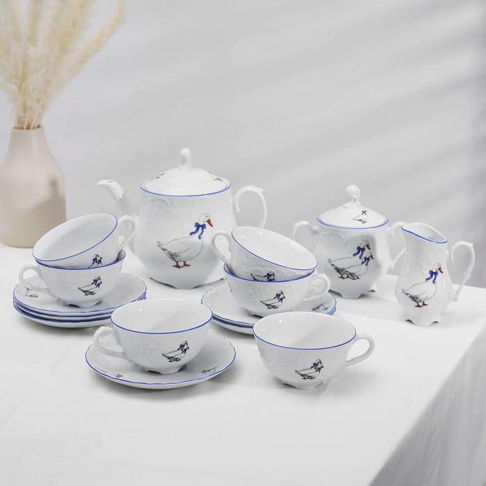 Чайный сервиз на 6 персон «Рококо. Гуси», 15 предметов - фото 1 - id-p199591016