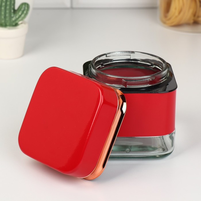 Набор банок стеклянных для сыпучих продуктов «Классика», 500 мл, 9,5×11,8 см, 3 шт, цвет красный - фото 2 - id-p199593194