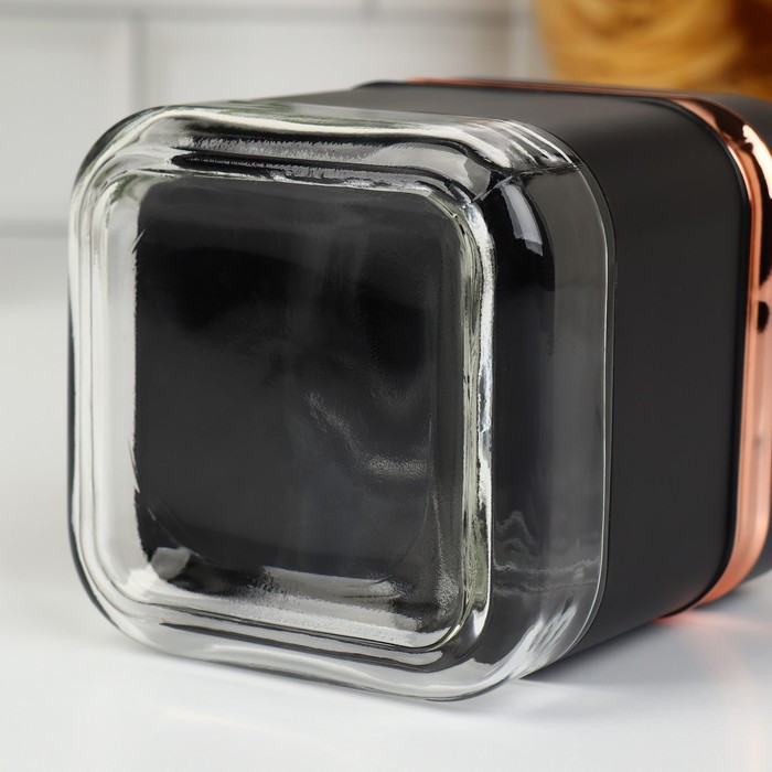 Набор банок стеклянных для сыпучих продуктов «Классика», 500 мл, 9,5×11,8 см, 3 шт, цвет чёрный - фото 5 - id-p199593195