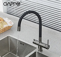 Смеситель для кухни Gappo G4398-39 черный/оружейная сталь с подключением фильтра