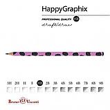 Карандаш чернографитный "HappyGraphix. Ежевика", HВ, без ластика, черный, розовый, фото 2