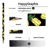 Карандаш чернографитный "HappyGraphix. Ананас", HВ, без ластика, черный, желтый, фото 3