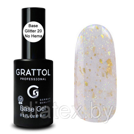 Grattol, БАЗА ГЛИТТЕР №20 КАУЧУКОВАЯ ДЛЯ ГЕЛЬ-ЛАКА GRATTOL RUBBER BASE GLITTER NO HEMA