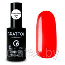 БАЗА КАУЧУКОВАЯ НЕОНОВАЯ №4 ДЛЯ ГЕЛЬ-ЛАКА GRATTOL RUBBER BASE NEON ( 9мл)