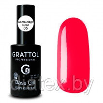 БАЗА КАУЧУКОВАЯ НЕОНОВАЯ №5 ДЛЯ ГЕЛЬ-ЛАКА GRATTOL RUBBER BASE NEON ( 9мл)