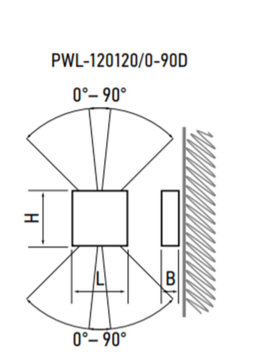 Светильник PWL-120120/0-90D 2x4w 4000K BL IP65. Светильник на стену. Черный. 2х4 led - фото 4 - id-p199612463
