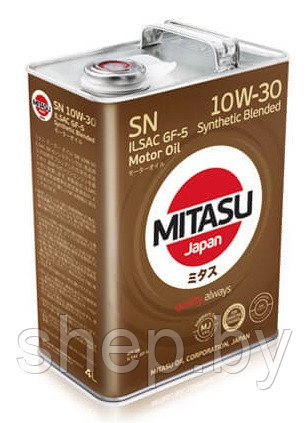 Моторное масло MITASU MOTOR OIL SN 10W-30 ILSAC GF-5 4L - фото 1 - id-p199614176