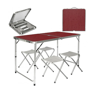 Складной туристический стол для пикника и 4 стула Folding Table Convenient to Take