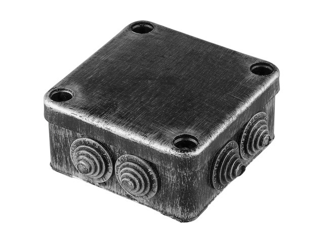 Коробка распаечная ОП 95х95х45мм, серебро, 7 мембр. вх. IP44 ЮПИТЕР (КЭМ 5-10-7)