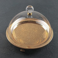 Тортовница с крышкой-клош, 32×21,5 см, (d десерта до 24 см), цвет металла золотой