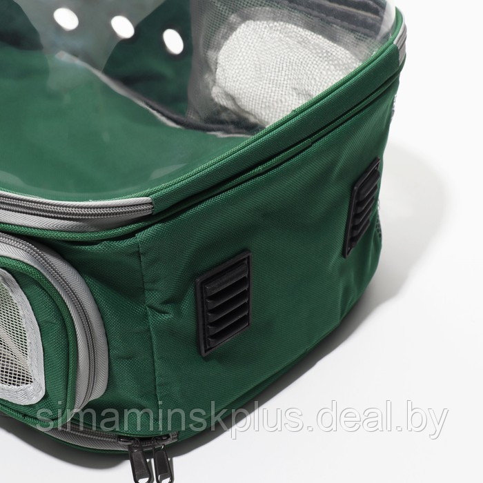 Прозрачный раскладывающийся рюкзак для животных, 33 х 28 х 42 см, зеленый - фото 5 - id-p199621188