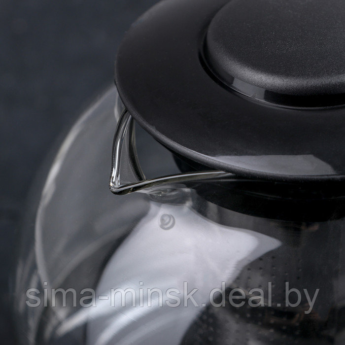 Чайник стеклянный заварочный «Иллюзия», 1,6 л, с металлическим ситом, цвет чёрный - фото 3 - id-p199624697