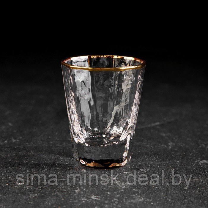Набор питьевой из стекла «Иней. Золото», 5 предметов: графин 300 мл, стакан 70 мл, 4 шт - фото 4 - id-p199624750