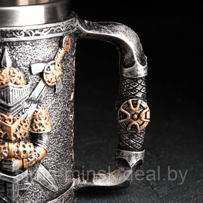 Кружка из нержавеющей стали «Рыцарь», 400 мл, цвет серебряный - фото 5 - id-p199622584