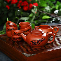 Набор для чайной церемонии керамический «Дракон», 10 предметов: 8 пиал 35 мл, чайник 200 мл, чахай 150 мл,