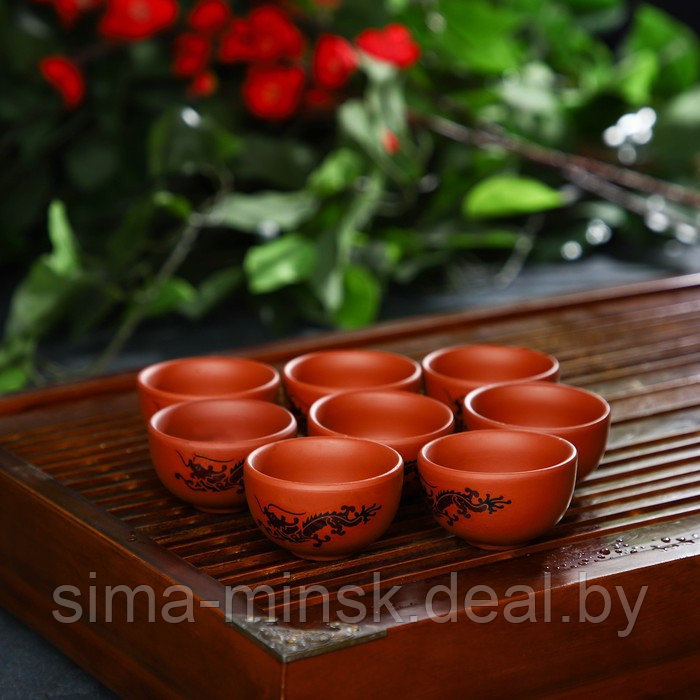 Набор для чайной церемонии керамический «Дракон», 10 предметов: 8 пиал 35 мл, чайник 200 мл, чахай 150 мл, - фото 5 - id-p199622772