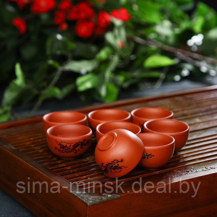 Набор для чайной церемонии керамический «Дракон», 10 предметов: 8 пиал 35 мл, чайник 200 мл, чахай 150 мл, - фото 6 - id-p199622772