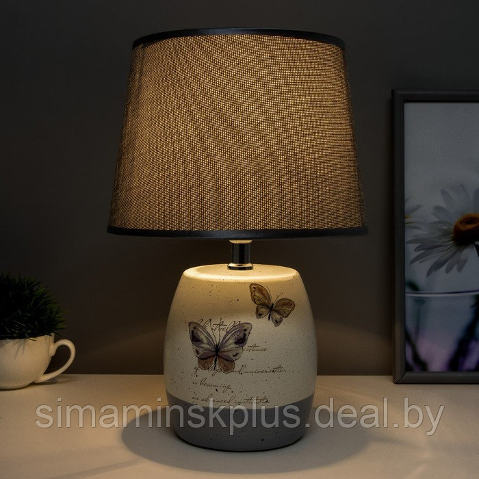 Лампа настольная "Бабочки" 1xE14 40вт белый-серый 24х24х33 см. - фото 3 - id-p199627048