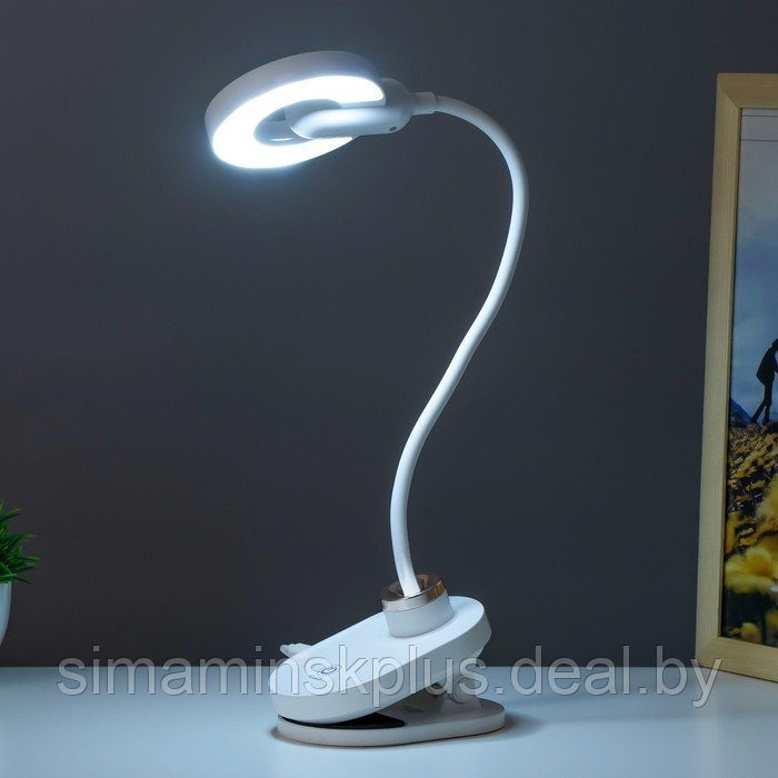 Настольная лампа на прищепке "Блум" LED 3Вт АКБ USB белый 8х12х42,5 см - фото 3 - id-p199627327