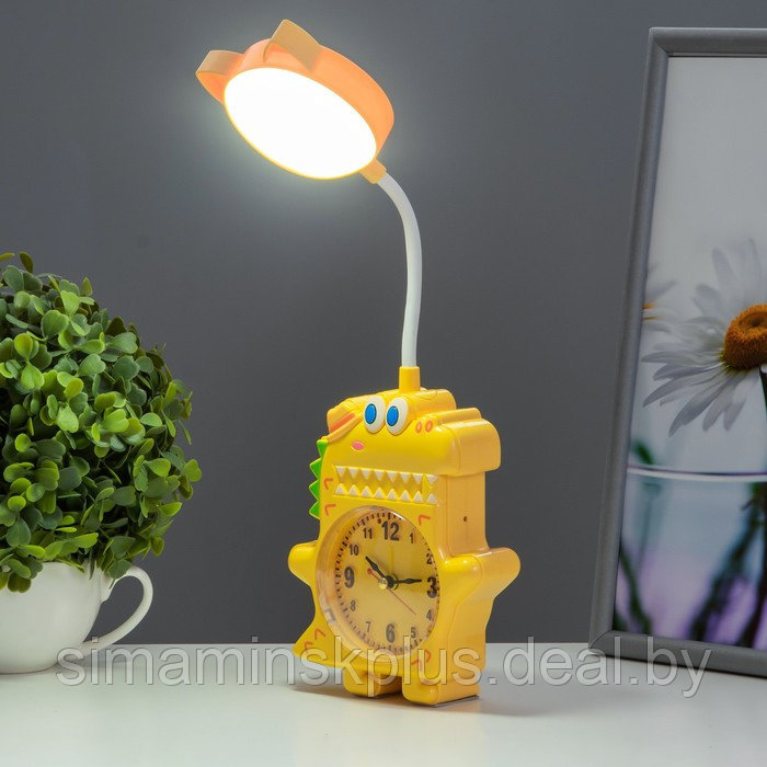Настольная лампа "Динозаврик" LED 3Вт от батареек АА/USB желтый 4х12х35 см - фото 2 - id-p199627354